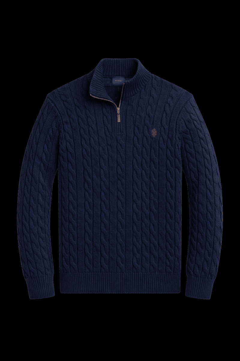 Horse knit quarter zip sweatshirt by ThePlugCrew featuring a cozy design and a quarter-length zipper.
